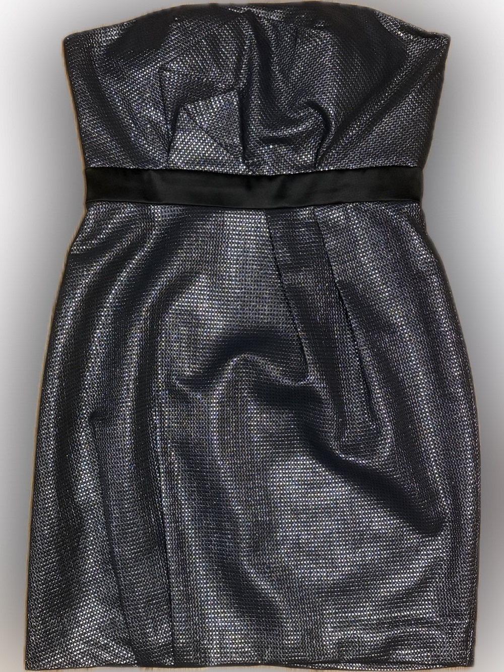 Max & Cleo Strapless Metallic Black Cocktail Dress